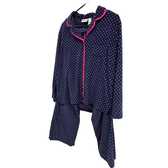 Bay Studio Womens Polka Dot Pajama Set L Polyester Navy Pink - Picture 3 of 11